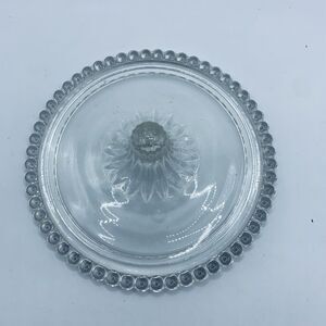 VINTAGE  Imperial Clear Glass Candlewick 6" Beaded Lid